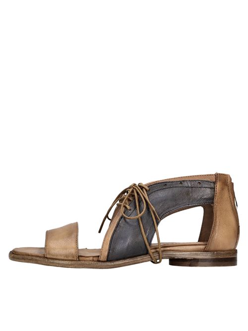 Sandali flat in pelle HUNDRED 100 | W972-05 ROCKCUOIO-NERO